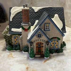Department 56 Gray and Green Snowy Holiday Cottage